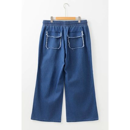 Sail Blue Washed Denim Chambray Loose Plus Size Pants