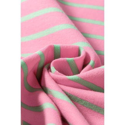 Sachet Pink Striped Crew Neck Cap Sleeve T Shirt