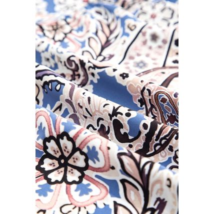 Blue Paisley Print Twist Detail Smocked Back Spaghetti Straps Long Dress