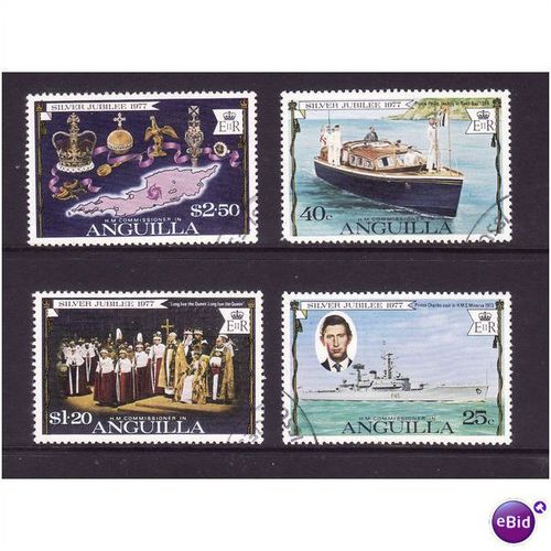 ANGUILLA 1977 SILVER JUBILEE SET 4 VALS FINE USED