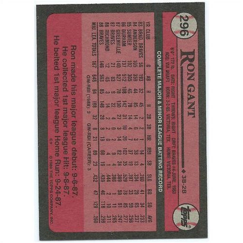 1989 Topps - #296 - Ron Gant