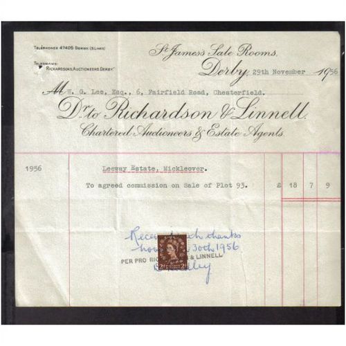 RICHARDSON & LINNELL, ST JAMES`S SALE ROOMS, DERBY, 29NOV1956