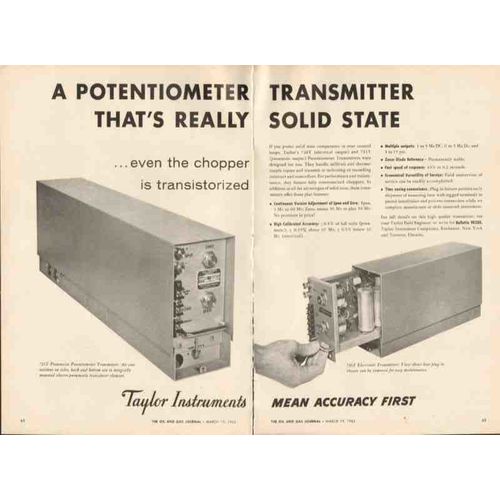 taylor instrument companies 1962 potentiometer transmitter vintage ad