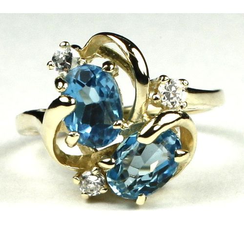 Swiss Blue Topaz, 10KY Gold Ring, R016