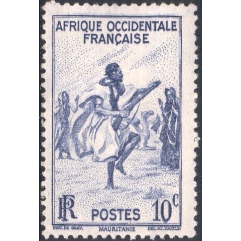 French West Africa 1947 - SG34 - 10c blue - War Dance - MH