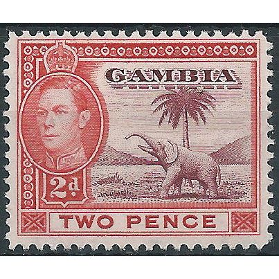 Gambia 1943 SG153a 2d Lake & Scarlet Mounted Mint.. .