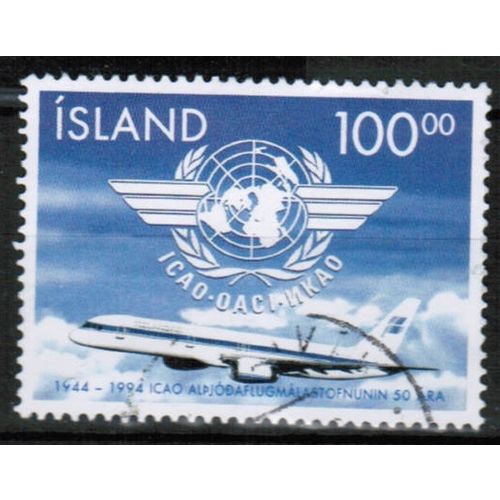 1994 Iceland - Sc# 792 used - Airplane / ICAO 100.00 kr