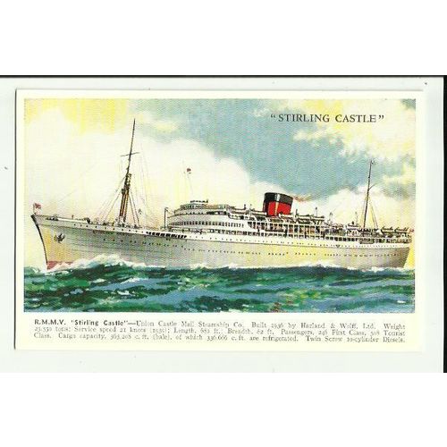 Union-Castle Line RMMV STIRLING CASTLE Art Postcard by Valentine