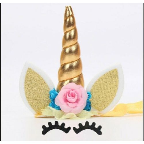 Unicorn Cake Topper Set 5-1/2" Tall X 4" Wide Gold USA Seller