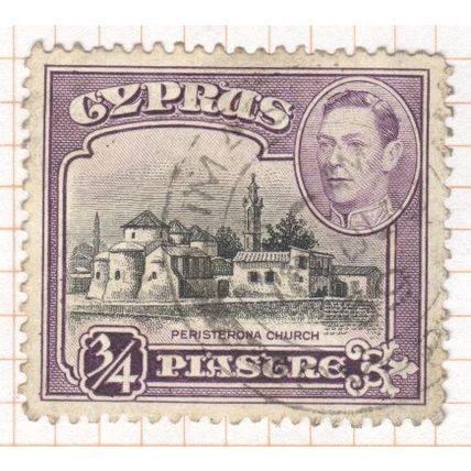 Cyprus 1938 - SG153 - 3/4pi black & violet - Peristerona Church - used 3