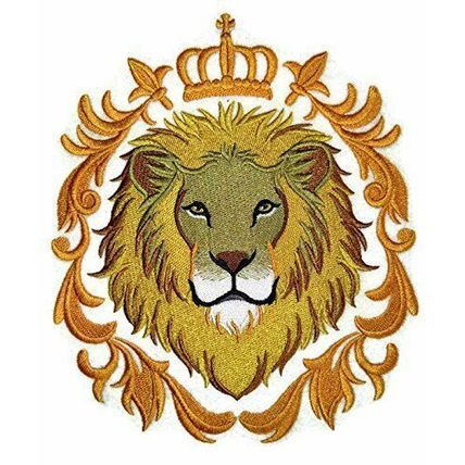 Animal Kingdom [Mighty Lion] Embroidered Iron on/Sew patch [6.65" X 7.8"]