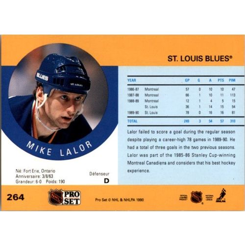 1990/91 Pro Set Hockey Mike Lalor ROOKIE