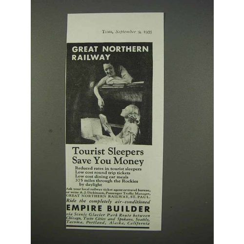 1935 Great Northern Railway Ad - Tourist Sleepers