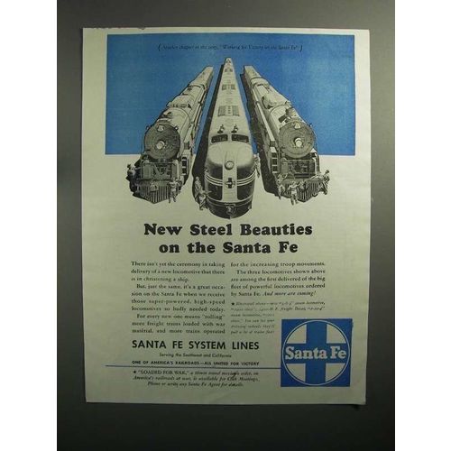 1944 Santa Fe Railroad Ad - New Steel Beauties