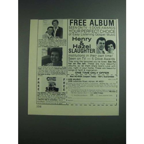 1984 Henry & Hazel Slaughter Albums Ad