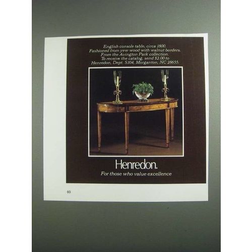 1984 Henredon English Console Table Ad - Avington Park