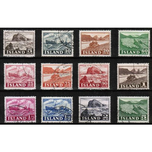 1950 Iceland - Sc# 257-268 used - scenic definitives set of 12