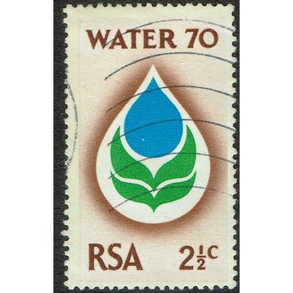 South Africa 1970 Water 70 Campaign 2½c Green Bright Blue and Chocolate SG299 GU