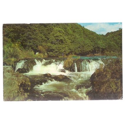 SALMON LEAP FALLS, CENARTH, CARDIGANSHIRE. used vintage postcard 1976 postmark =