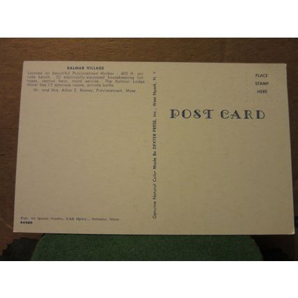 KALMAR VILLAGE, PROVINCETOWN, CAPE COD, MASSACHUSETTS, USA unused postcard vgc =