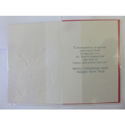 Christmas Wishes Nanna And Grandad Rabbits Flowers Portrait Vantage Card