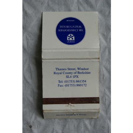 Matchbook cover Sir Christopher Wren's House Hotel, Windsor
