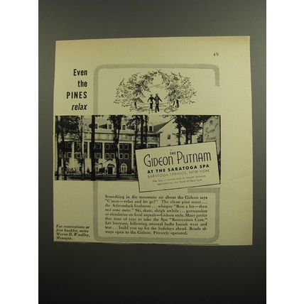 1952 Gideon Putnam Hotel Ad - Even the pines relax