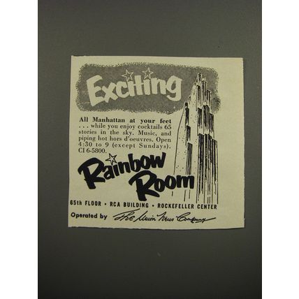 1953 Rainbow Room Club Advertisement - Exciting
