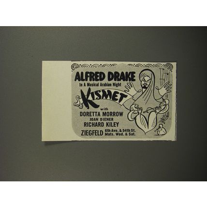 1953 Kismet Play Advertisement - Alfred Drake in a musical Arabian Night