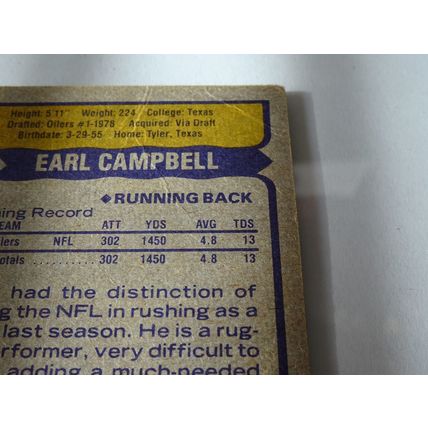 1979 Topps Football Card # 390 Earl Campbell Rookie Card Good (2) Houston Oilers