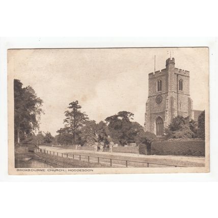 Broxbourne Church Hoddesdon Postcard 1918 Hertfordshire