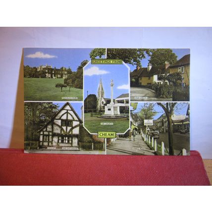 multiview, CHEAM, SURREY, London used vintage postcard =
