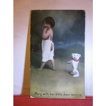 MARY'S BARE BEHIND, BAMFORTH humour antique postcard RP 1911 pm #