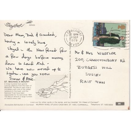 GB Postcard 1979 - St. Michael's Mount, Penzance, Cornwall