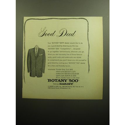 1958 Botany 500 Suits Ad - Good Deed