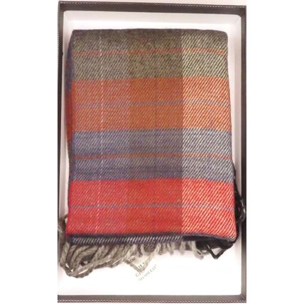 Mens Tradional Checked Scarf Burgundy Blue & White Super Soft Comes Boxed Gift