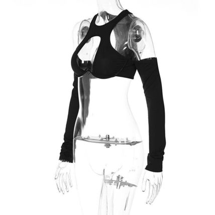 Stylish Women Front Open Long Sleeves Asymmetric Club Party Short T-Shirt