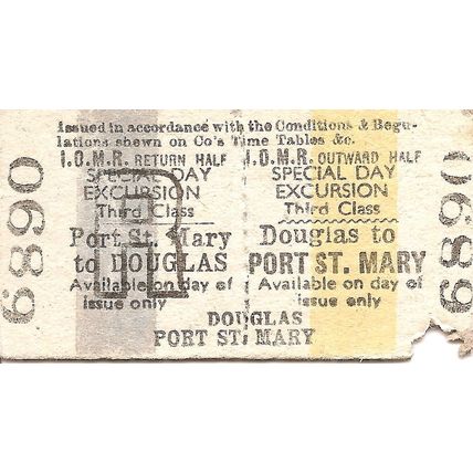 Isle of Man Railway Edmondson Ticket - Douglas to Port St. Mary