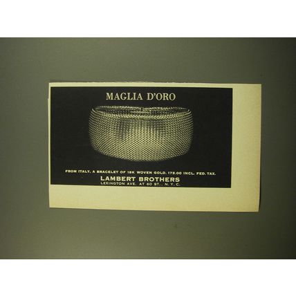 1961 Lambert Brothers Bracelet Advertisement - Maglia d'oro