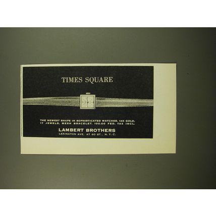 1961 Lambert Brothers Watch Advertisement - Times Square