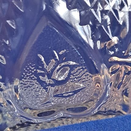 KIM Indonesia GLASS CANDY JAR Bowl Dish KIG Nut Hearts Roses Fleur De Lis