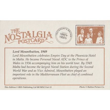Postcard Lord Mountbatten 1949 Phoenicia Hotel Malta Empire Day - Nostalgia