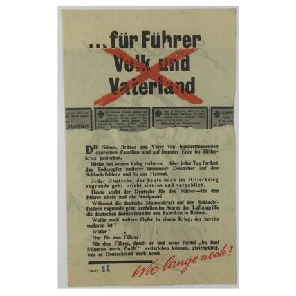 WW2 American Air Drop Leaflet Illustrated by K. Kollwitz. - Code USG.19. - 1943.