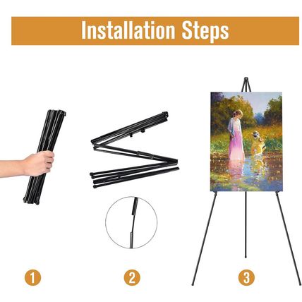 Easel Stand for Display, Aredy 63" Portable Painting Easel, Lightweight Metal Ea