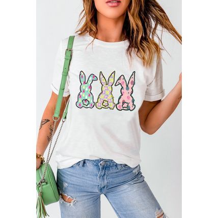 White Easter Bunny Graphic Crewneck Tee