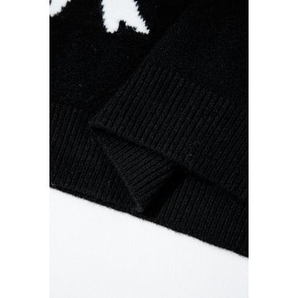 Black Bow Pattern Knit Short Sleeve Sweater