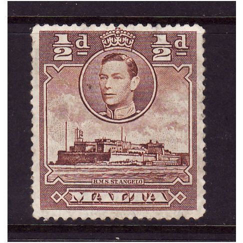 MALTA 1943 SG 218a 1/2d RED BROWN FINE USED #2
