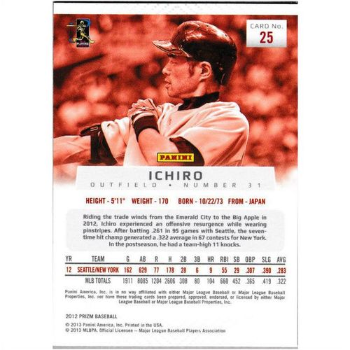 2012 Panini Prizm - #25 - Ichiro