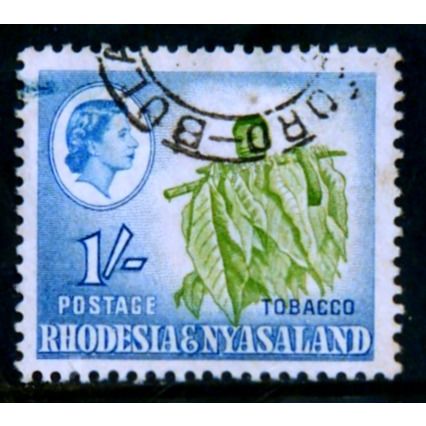 RHODESIA AND NYASALAND 1959 SG 25 1s TOBACCO FINE USED