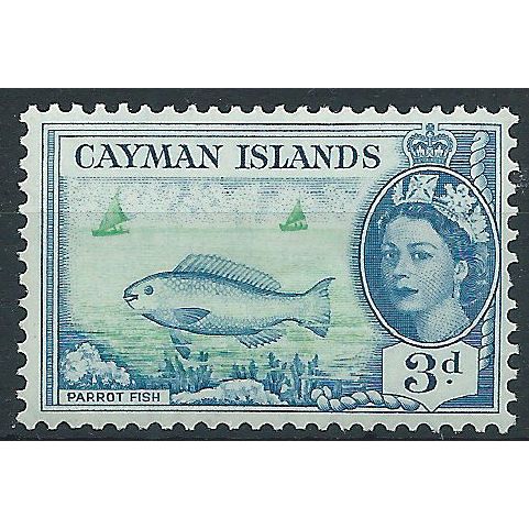 Cayman Islands 1955 SG154 3d Bright Green & Blue Mounted Mint . ..